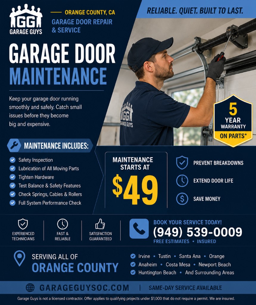 Garage door maintenance deal from $49 Orange County