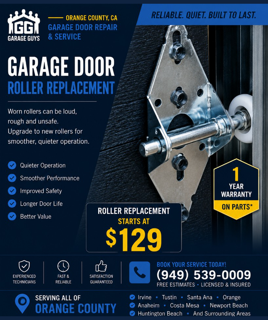 Garage door roller replacement deal from $129 Orange County